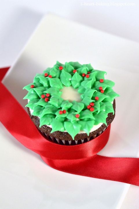 คริสต์มาส Wreath Cupcakes