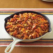  flavors of the Southwest come alive in this easy skillet supper featuring ground beef, salsa, tortillas and Cheddar cheese - it