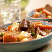 Barvita, hearty and tender, this slow-cooked stew features all the traditional ingredients of a good beef stew: beef, carrots, onion, potatoes, peas and rich beef stock.