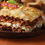 Sen can feed up to six people with this hearty lasagna recipe featuring creamy mushroom sauce and Italian tomato sauce layered between sheets of pasta with cheese and beef.