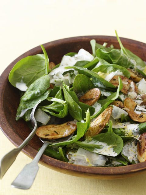 pražen potato spinach and parmesan salad
