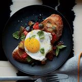 Ratatouille toasts with fried eggs