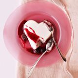 panna cotta with red fruit sauce