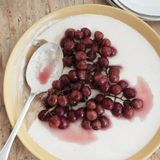 panna cotta with roasted grapes