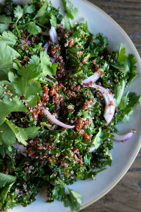 Grönkål and Red Quinoa Salad with Spicy Sesame Dressing Recipe