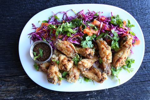 Med Cilantro Wings and Red Cabbage Slaw Recipe