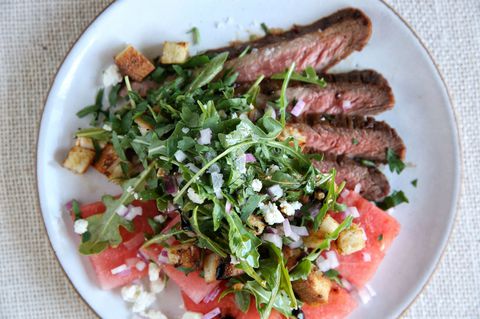 BBQ Flank Steak with Watermelon Salad Recipe