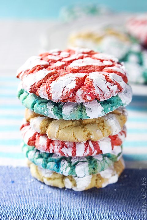 แดง White and Blue Crinkle Cookies